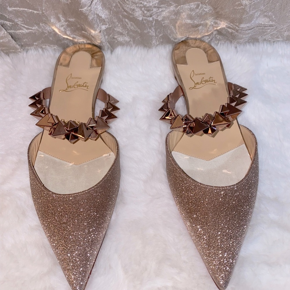 Christian Louboutin Rose Gold Glitter Flats